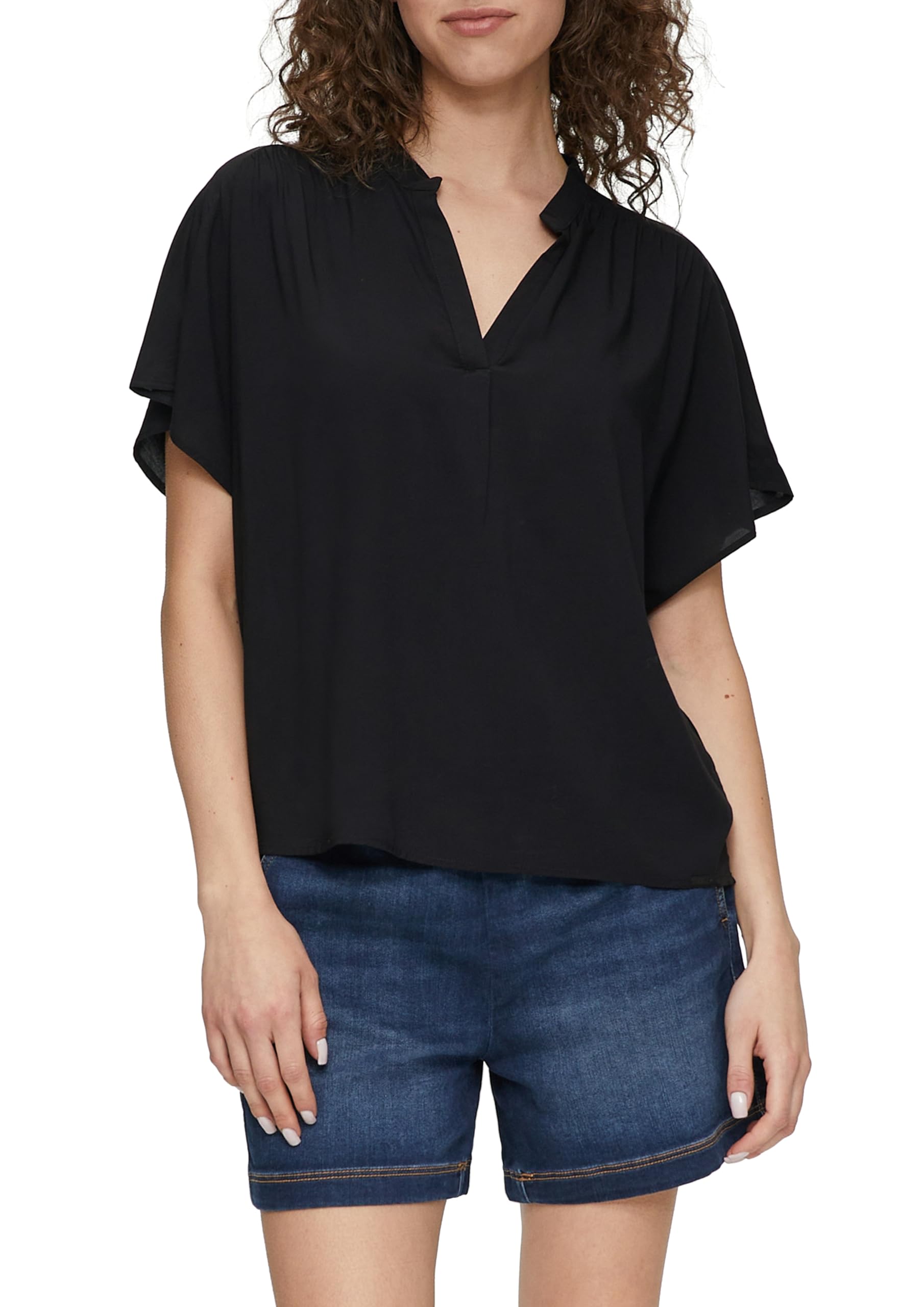 QS Damen 2146256 Blusenshirt kurzarm, schwarz 9999, 36