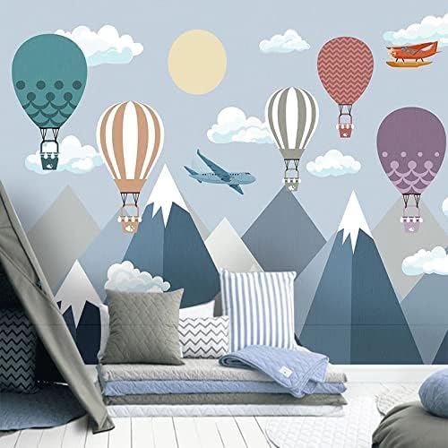 XLMING Kinder Cartoon Luftballon Geometrischer Berg 3D Tapete Home Dekoration Wohnzimmer Sofa Schlafzimmer Tv Hintergrund Wand-350cm×256cm