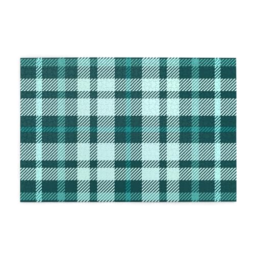 Tartan Plaid Shades Aquamarin Vintage, Puzzles 1000 Teile Holzpuzzle Spielzeug Familienspiel Wanddekoration