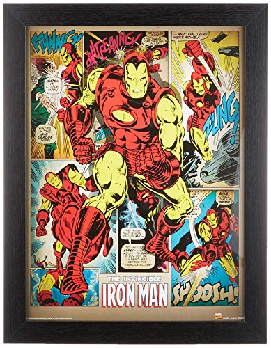 Pyramid International Iron Man (Retro) 30x40 cm gerahmter Druck, 250GSM PAPERWRAP MDF, Mehrfarbig, 44 x 33 x 4 cm