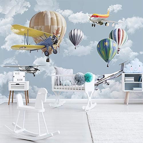 Portrait Cartoon Flugzeug Luftballon Kinderzimmer Kinderzimmer 3D Tapeten Wanddekoration Fototapete Sofas Wohnzimmer Wandbild Schlafzimmer-400cm×280cm