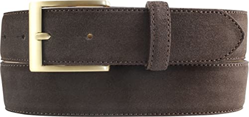 BELTINGER Gürtel aus Veloursleder 3,5 cm | Velour-Ledergürtel für Herren 35mm | Wildleder-Gürtel mit goldener Gürtelschließe | Dunkelbraun 80cm