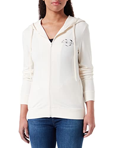 Love Moschino Damen Slim Fit With Hood in Stretch Cotton-modal Fleece Jacket, CREAM, 48 EU