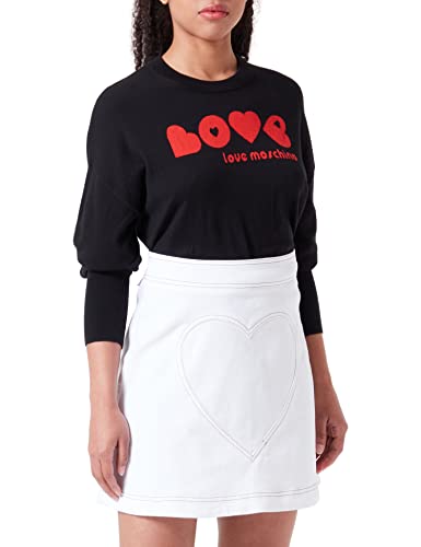 Love Moschino Women's with Maxi Stitched Heart Miniskirt, Optical White, 40