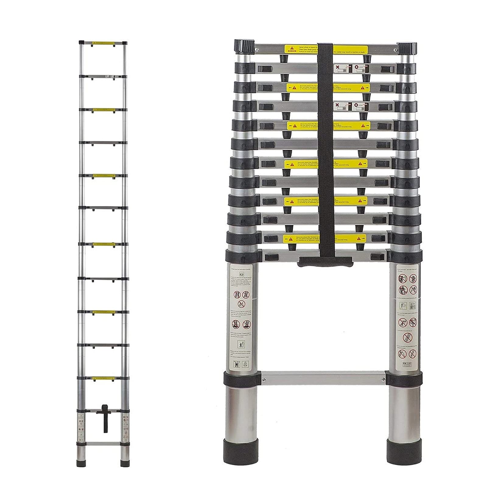 Teleskopleitern Mehrzweck-Ausziehleiter Teleskopleiter Aluminium-Teleskopleiter 12,5 Fuß/3,8 m, zusammenklappbare Ausziehleiter, Teleskopleiter für Dacharbeiten im Freien, Zuhause, Wohnmobil,