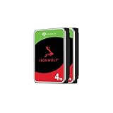 Seagate 2er-Pack IronWolf 4TB interne Festplatte, NAS HDD, 3.5 Zoll, 5400 U/Min, CMR, 256 MB Cache, SATA 6GB/s, Silber, inkl. 3 Jahre Rescue Service, FFP, Modellnr.: ST4000VN006