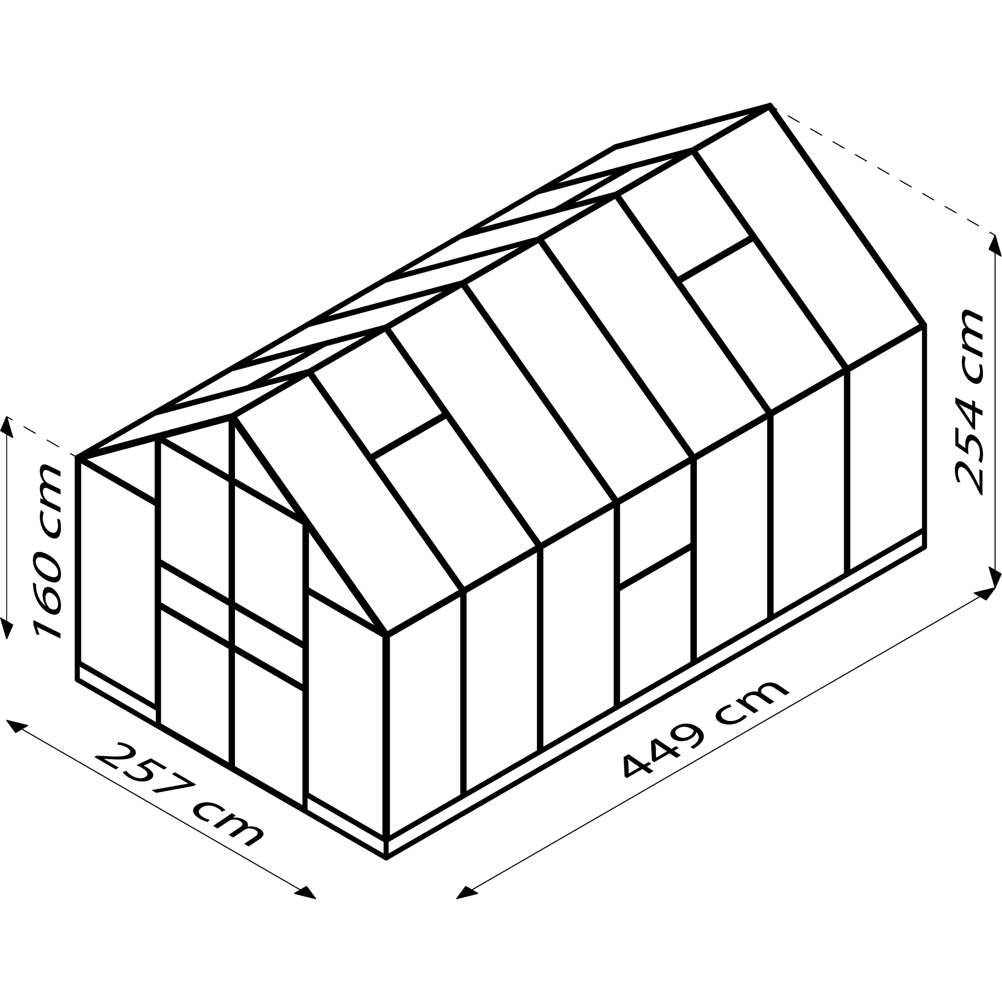 Vitavia Gewächshaus 'Olymp 11500' 11,5 m² 254,4 x 441 cm 3 mm Sicherheitsglas schwarz 3