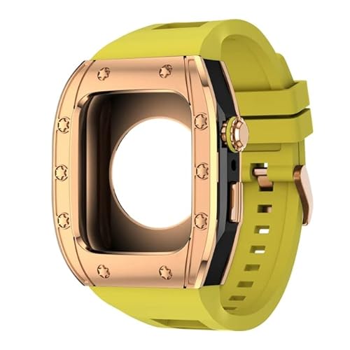 KANUZ Luxus-Modifikationsset Armband für Apple Watch, 45 mm, 44 mm, Gummiband und Hülle für Apple Watch Serie 8, 7, 6, 5, 4, SE, Zubehör (Farbe: P, Größe: 45 mm)