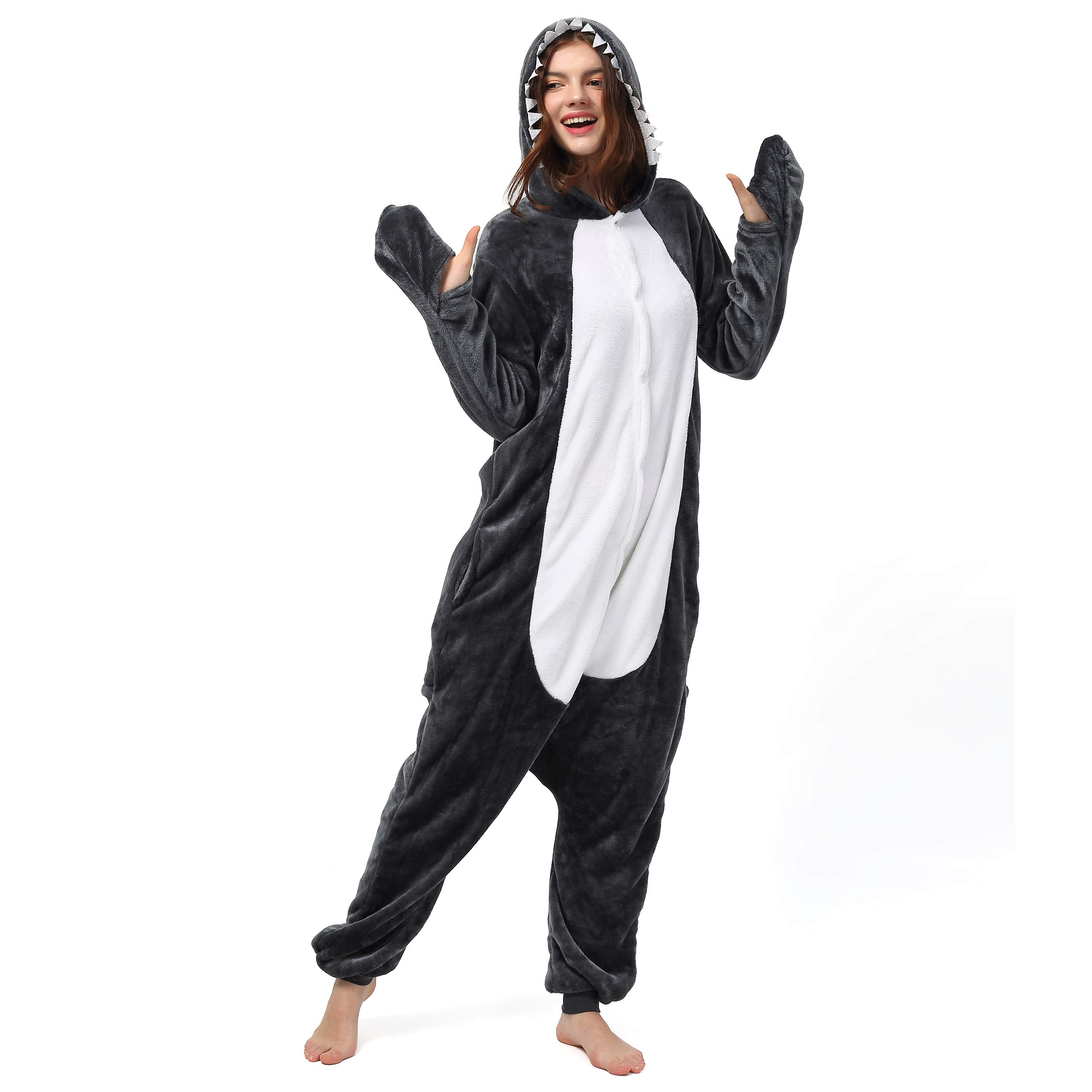 Katara 1744 (30+ Designs) Hai-Kostüm Black Shark, Unisex Onesie/ Pyjama-Qualität für Erwachsene & Teenager