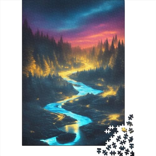 Neonwald-Holzpuzzle für Erwachsene, Puzzle-Spielzeug, Puzzle für Erwachsene, 1000 Teile, Entspannungspuzzle-Spiele, Denksport-Puzzle (Größe: 75 x 50 cm)