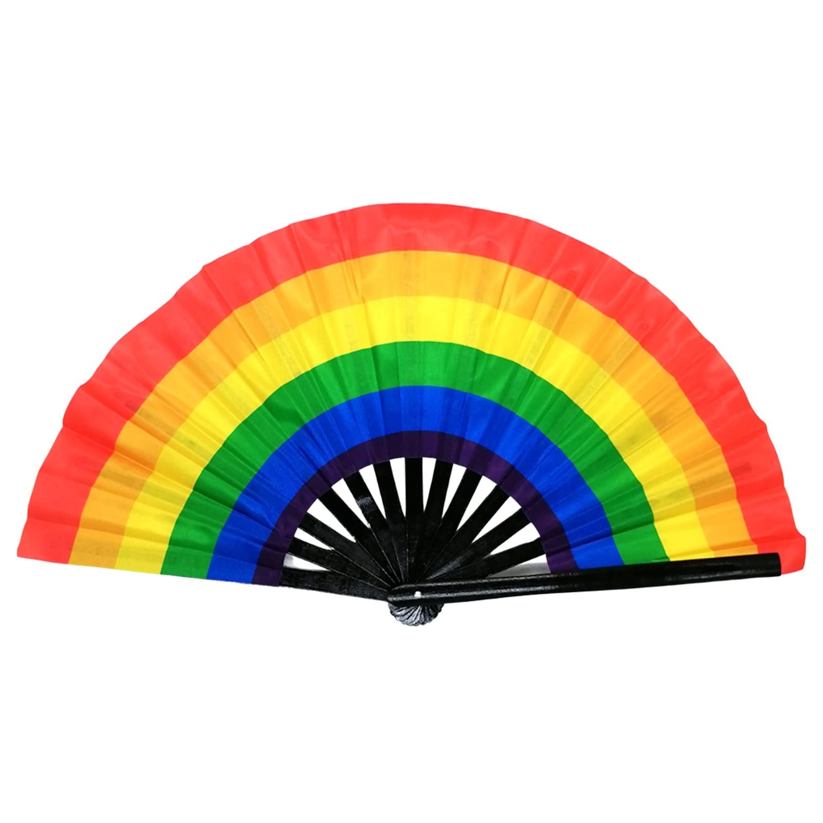 YIHANSS 1 x großer Faltbarer Handfächer, faltbar, mit Punkt-Regenbogen-Aufdruck, Festival-Handfächer, 33 cm, großer Faltbarer Handfächer, Handfächer als Geschenk (Farbe: Grau)