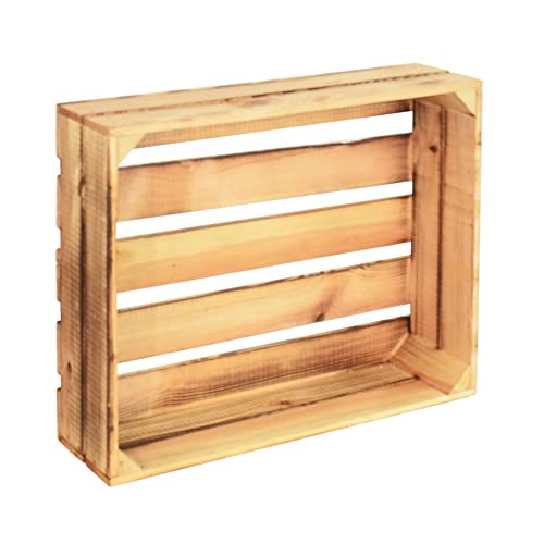 CHICCIE 3 Set Holzregal Schmalhanz 50x40x15cm - Hell Geflammt Holzkiste