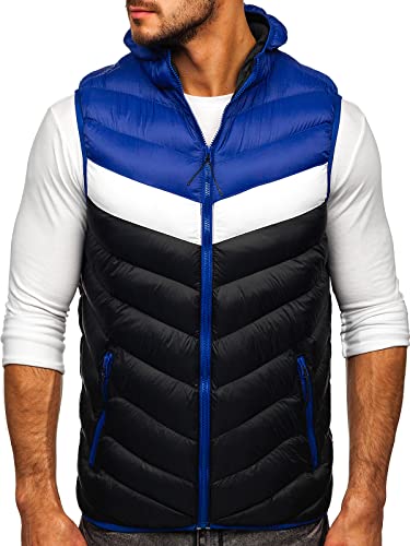 BOLF Herren Weste Bodywarmer Steppweste Daunenweste Funktionsweste Vest Ärmellose Sportweste Kapuzenweste Wärme Freizeit Outdoor Slim Fit Modellauswahl J.Style HDL88004 Dunkelblau M [1U1]