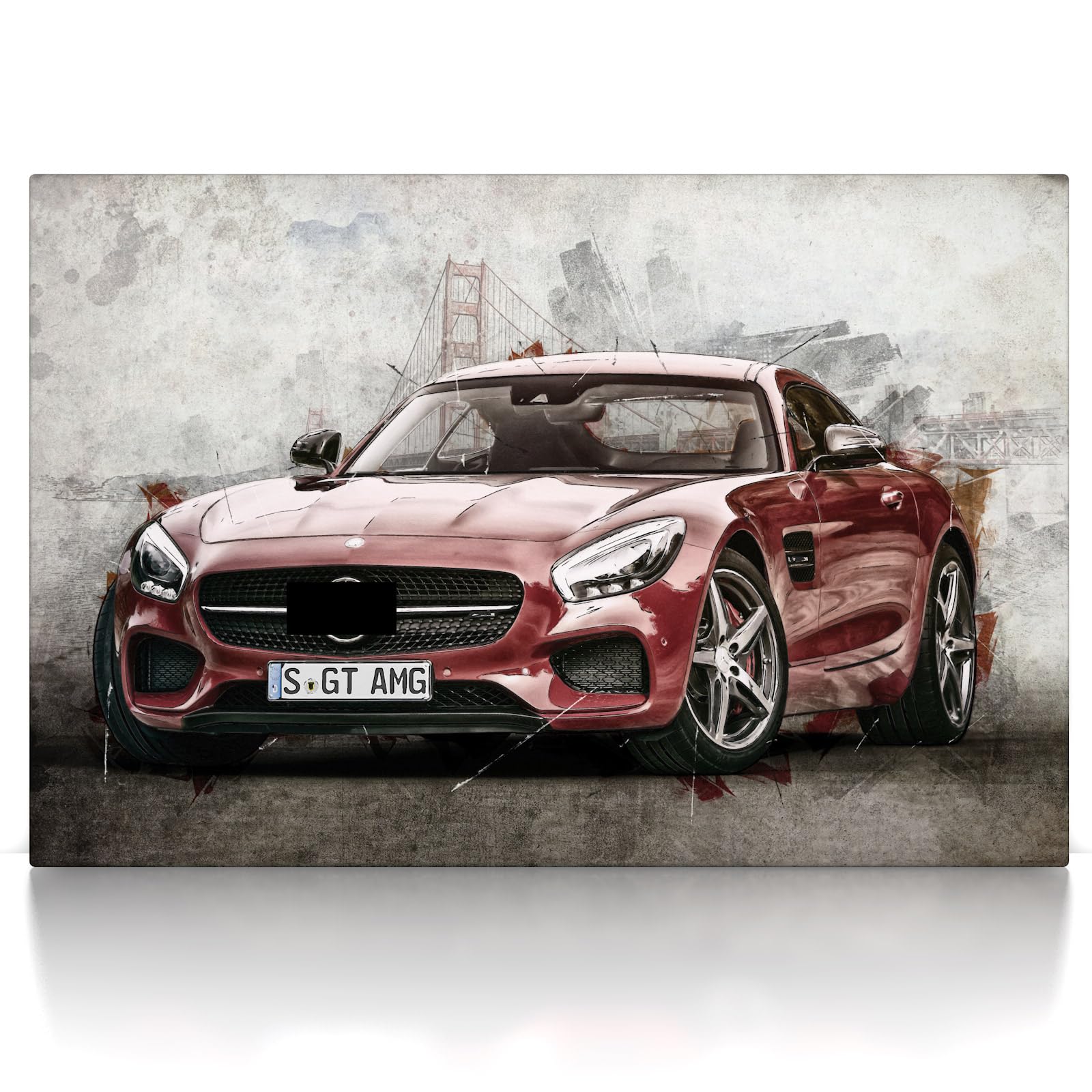 CanvasArts Leinwand Bild AMG Artwork - Wandbild Kunstdruck Auto Bilder kompatibel mit Mercedes Benz (140 x 90 cm, Leinwand auf Keilrahmen)