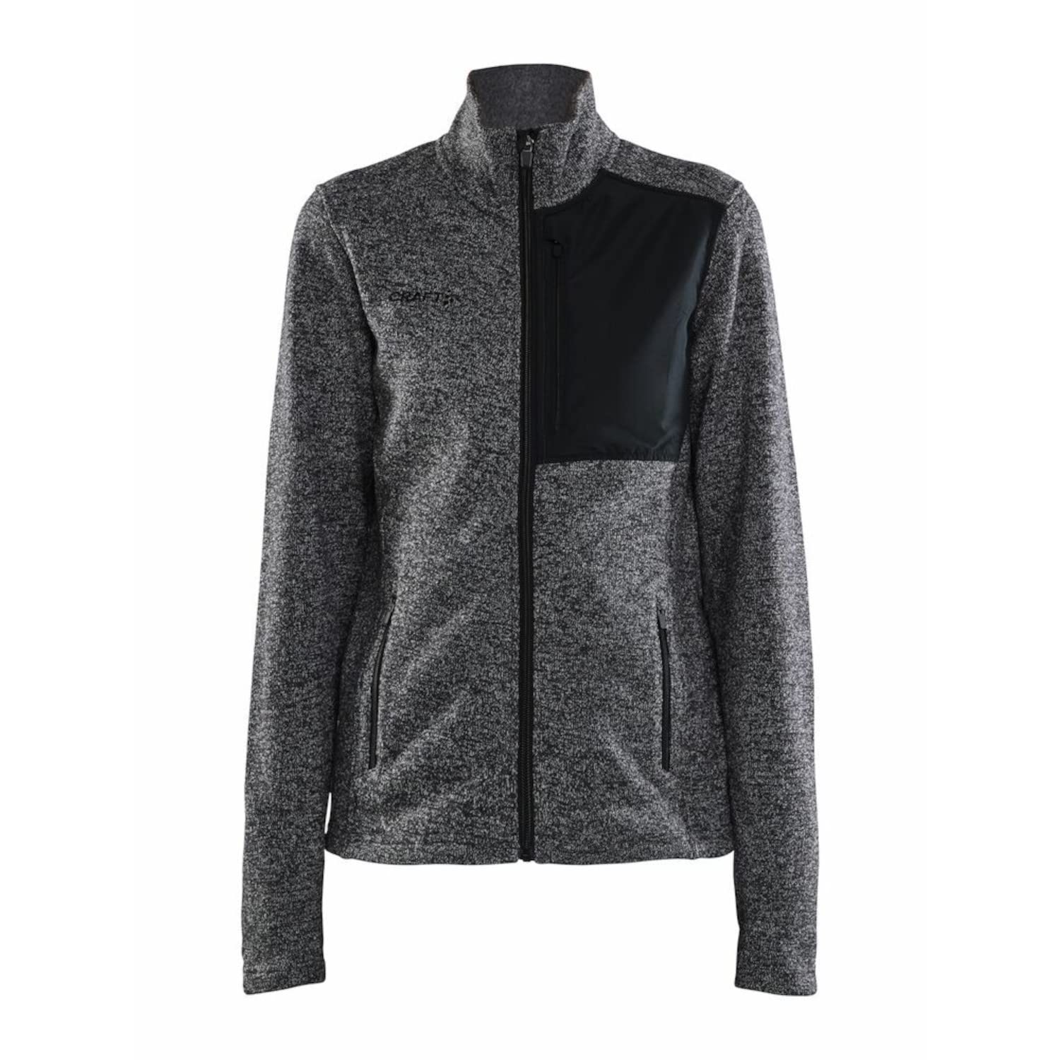 Craft ADV EXPLORE HEAVY FLEECE JACKET | Fleecejacke Damen XL | Black-Melange | Gebürstete Innenseite | Brusttasche mit Reißverschluss | Sweatjacke Herren | Activewear für Herren