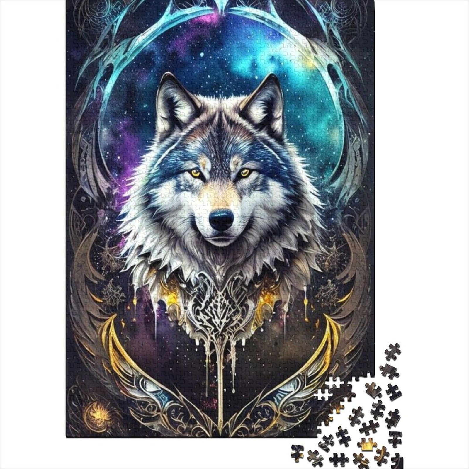 Puzzle für Erwachsene, 1000 Teile, Fantasie-Puzzle Strange Wolf, Holzpuzzle für Teenager, ganze Familie und die (Größe: 75 x 50 cm)