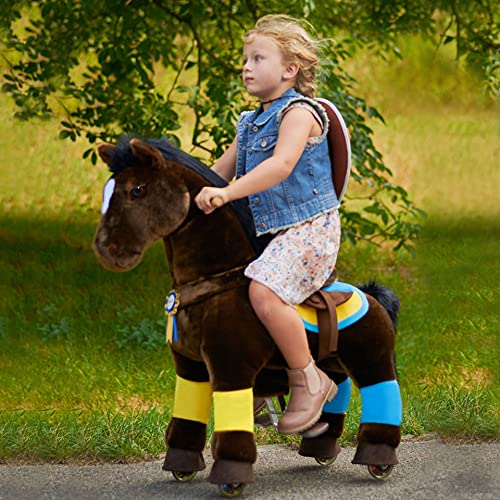 PonyCycle Official 2020 Premium K-Serie Ritt auf Pferd Spielzeug Plüsch Walking Animal dunkelbraunes Pferd für Alter 3-5 Small Size K35