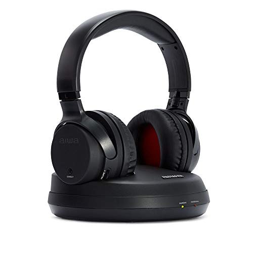 Aiwa WHF-880 Wireless RF Headphones Black Headband for TV/DVD/HiFi, 100M Range, Rechargeable.