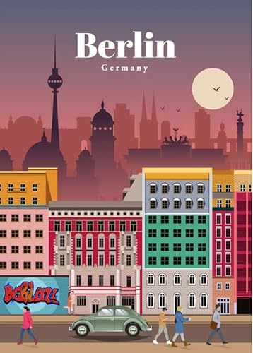 HfmQuisutron Holzpuzzle 1000 Teile Vintage Berlin Reise Puzzles Lernspielzeug für Erwachsene Geburtstag Geschenk Fy134Kq