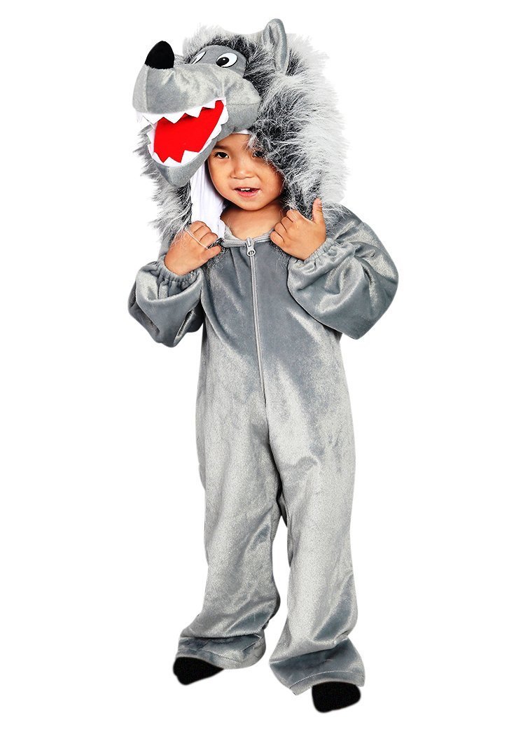 Wolf-Kostüm, F49 104-110, für Kind-er, Wolfs-Rudel Wölfe Tier-Kostüme Fasching Karneval Kleinkinder-Karnevalskostüme Kinder-Faschingskostüme