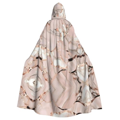 WURTON Rose Gold Marble Print Halloween Hooded Cloak Costume for Carnival Theme Party Decora Witch Vampire Costume