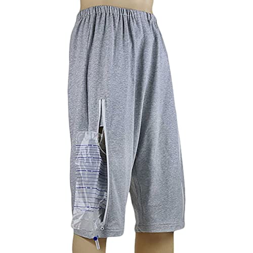 Inkontinenz Shorts,Inkontinenzhosen Urinbeutel Urinsammler Urinbeutelhose Pflegeleicht Gewebe Bequeme Inkontinenzhose Anzug Waschbare Inkontinenz Unterhose Unisex(Size:L,Color:Grau)