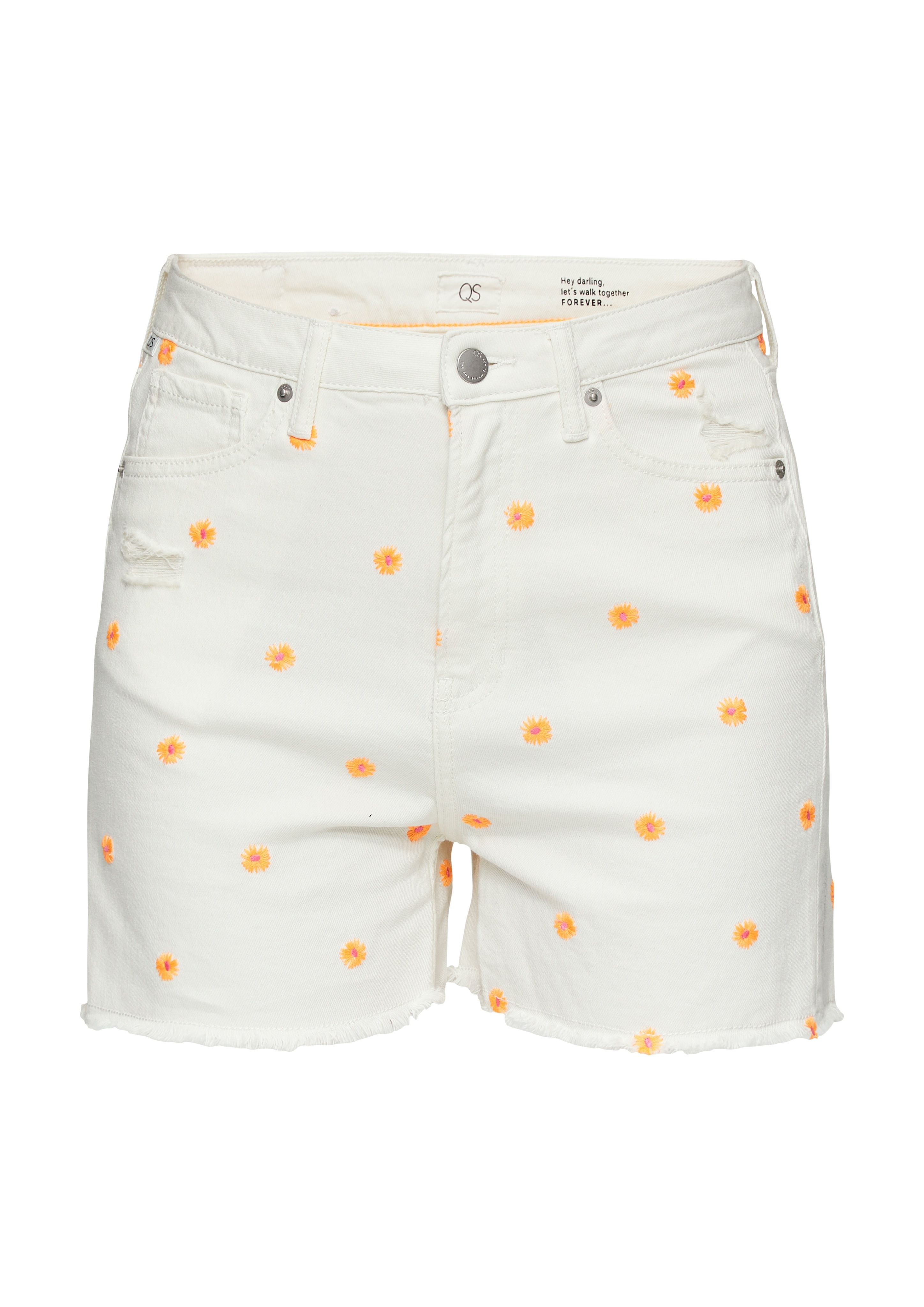 QS Jeansshorts, mit floraler Minimal-Stickerei 3