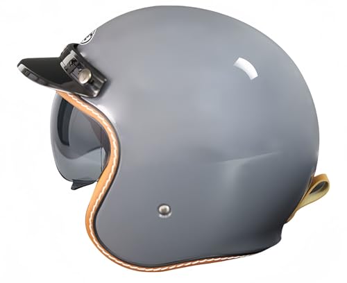 Retro Jet Motorradhelm Half Face ECE-Zertifizierung Vintage Helm Open Face Helm 3/4 Open Face Motorradhelm Erwachsener Open Face Schutzhelm Mopedhelm B,S55-56CM