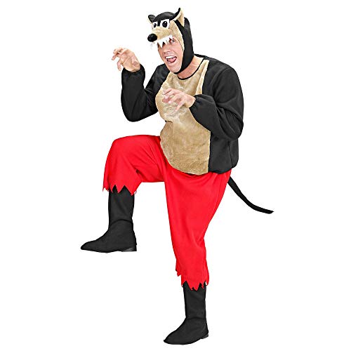 Widmann - Erwachsenenkostüm Wolf, gepolsterter Kasack, Hose, Stiefelüberzieher, Kopfbedeckung mit Maske, Märchen, Tier, Karneval, Mottoparty