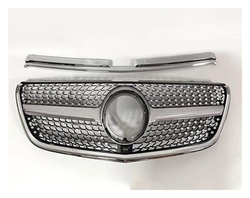 Frontgrills Für Benz W447 Vito 2015-2023 GT GTR Diamant Stil Front Stoßstange Kühlergrill Einlass Mesh Grill Gitter Styling Tuning Front Bumper Grille(2020-2023 DM Silvery)