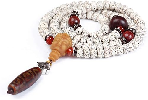 Buddhistische Gebetsperlen, China-Buddha-Perlen, 108 Perlen-Armband, tibetisch-buddhistischer Stern-Mond-Bodhi mit Lotus/Buddha-Anhänger, Meditation, Mala-Gebetsperlen-Halskette aus Naturholz, B_6 x 8