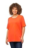 Ulla Popken Damen große Größen Übergrößen Plus Size T-Shirt, A-Linie, Rundhalsausschnitt, Halbarm Mandarine 46+ 807264650-46+