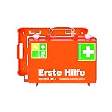 Söhngen Erste-Hilfe-Koffer Austria Typ 1 (Erste-Hilfe-Kasten, Unterteilung, Wandbefestigung, gefüllt, Wundverbände, Rettungsdecke) orange, 0390138