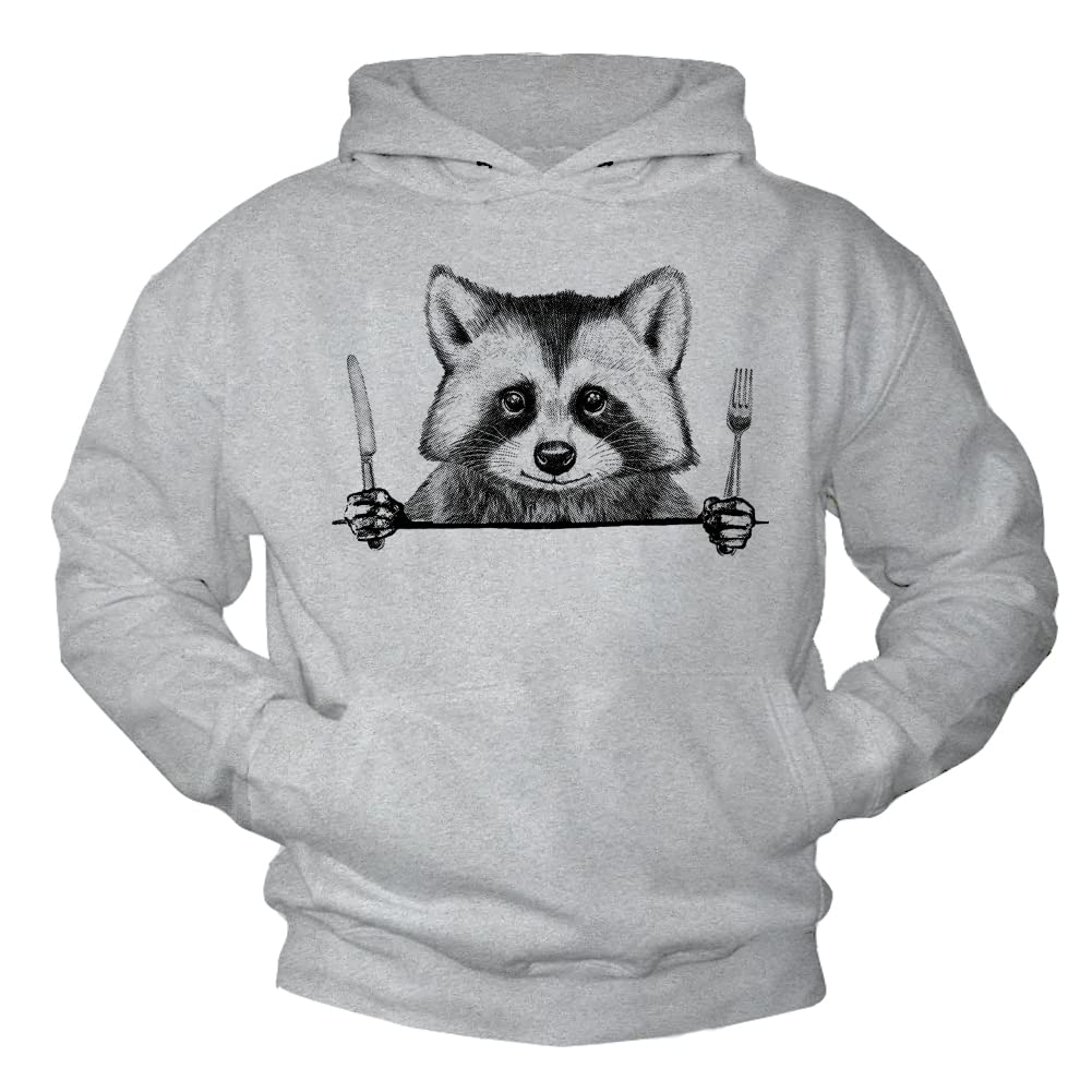 MAKAYA Pullover mit Kapuze Herren/Kinder/Jungen - Raccoon Waschbär Kapuzenpullover Sweatshirt Männer Grau XL