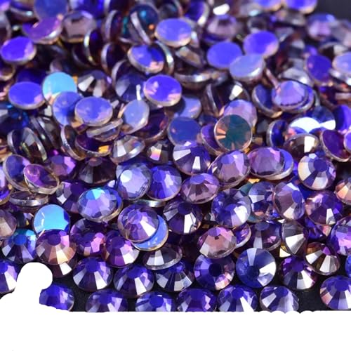 Bulk Flatback Strasssteine, Kristall Hotfix, 1440 Stück Hotfix-Strasssteine, Nicht-Hotfix-Strasssteine, Glitzer-Strasssteine, Kristall-Strass-Diamant-Nagel-Charms, Nagelkunst-Dekorationen(Amethyst Aur