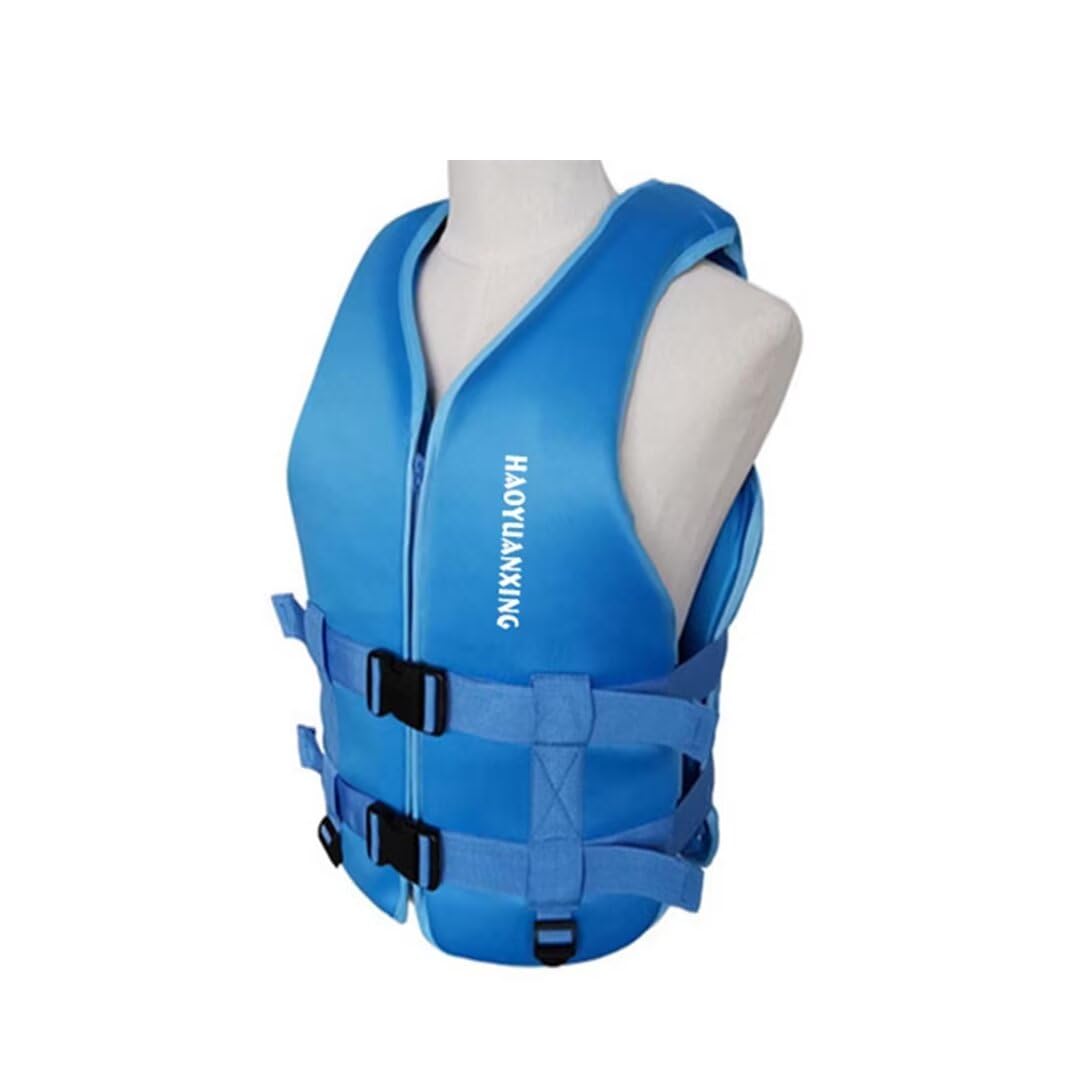 Schwimmweste, Universal Rettungsweste für Herren & Damen, Schwimmweste Erwachsene mit Verstellbarem Sicherheits-Schrittgurt für Wassersport, Kanu, Wakeboard,Blau2,M