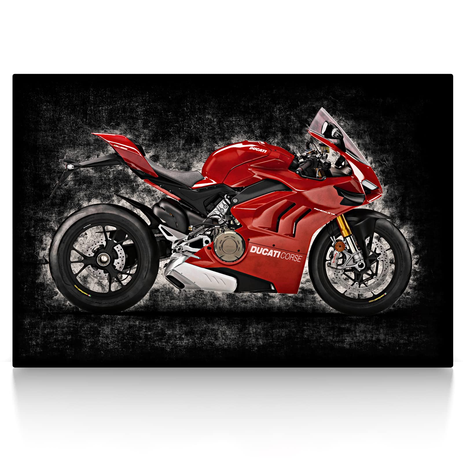 CanvasArts Ducati Panigale V4 II - Leinwandbild - Wandbild Motorrad Modern (100 x 70 cm, Leinwand auf Keilrahmen)