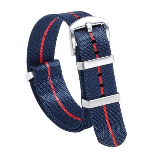 THBGTCNQ 18 mm, 20 mm, 22 mm, Nylon-Uhrenarmband for traditionelle Uhren, sportliches wasserdichtes Armband, Schnellwechsel-Uhrenzubehör(Blue Red,22mm)