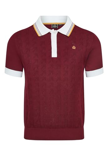 Merc Herren Newton Poloshirt Sweater, Burgunderrot, L