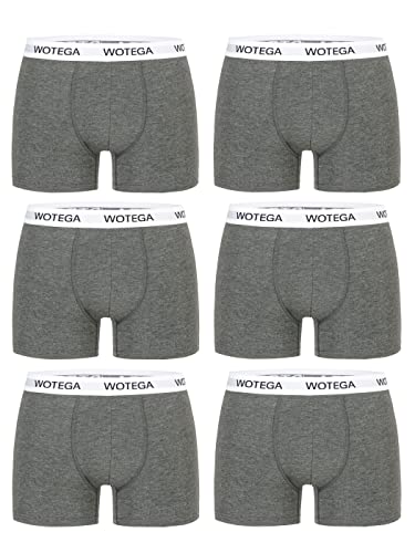 WOTEGA Joe Retro Shorts Herren Baumwolle Unterhosen Pack Männer Unterwäsche Boxershorts, 6er Pack, Anthrazit (Phantom 194205), XXL