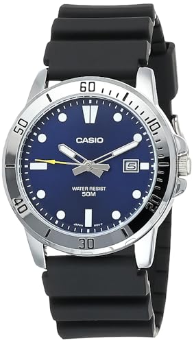 Casio Enticer MTP-VD01-2EVUDF Herren-Armbanduhr mit blauem Zifferblatt, Riemen