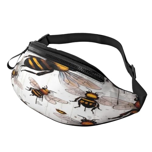 Bauchtasche mit Weihnachtsmann-Motiv, leichte Hüfttasche für Reisen und den täglichen Gebrauch, Lustige Bienen, Einheitsgröße