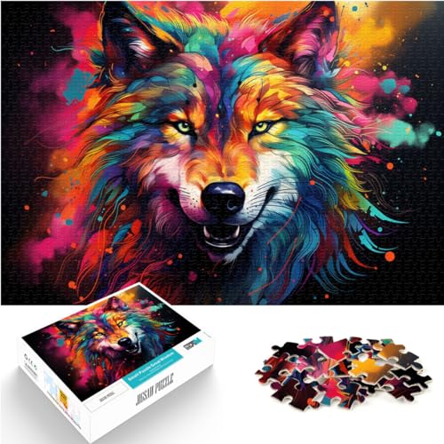 Puzzles, Geschenke, Spielzeug, Fantasie, bunter Wolf, Puzzles für Erwachsene, 1000-teiliges Holzpuzzle, Denksportspiel, herausfordernd, Aber unterhaltsam und humorvoll (50 x 75 cm)