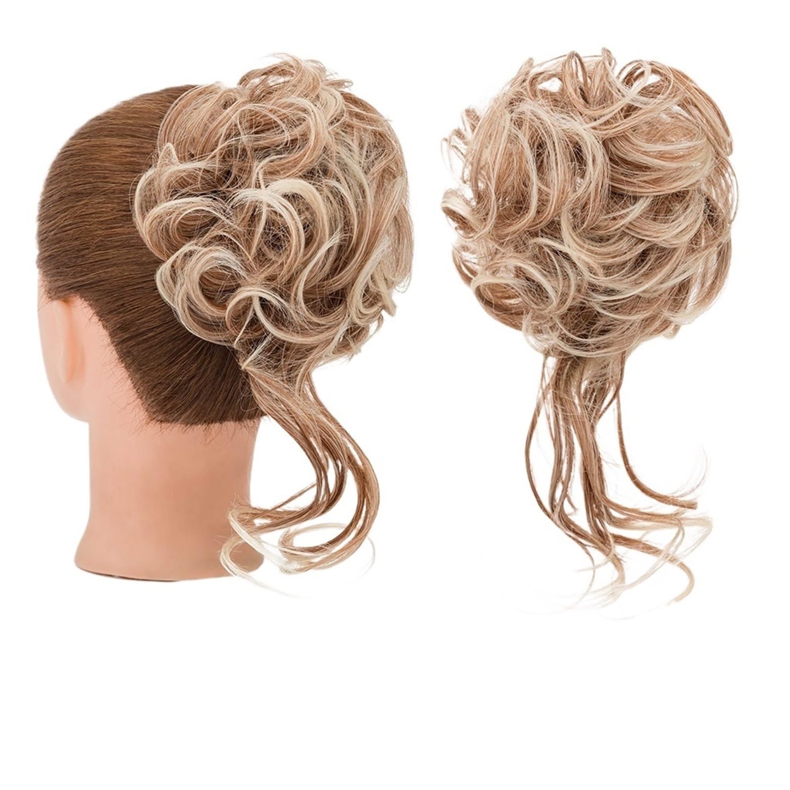 Haarteile Haarknoten Synthetisches, lockiges, elastisches Band, Chignon, Donut mit Zöpfen, Haargummis, unordentliches Dutt-Haar, Hochsteckfrisur, Haarteile, Verlängerungen for Frauen Brötchen Haare(11