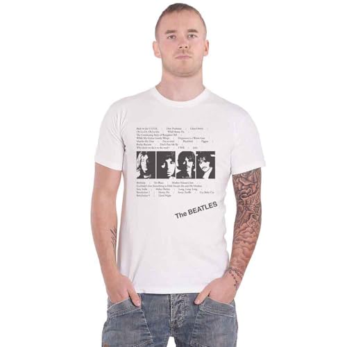 The Beatles T Shirt Weiß Album Tracks Nue offiziell Unsex Weiß XL