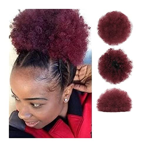 Haarknoten Haarteile Hochsteckfrisur for schwarze Frauen und Mädchen, Afro-Puff-Pferdeschwanzverlängerung mit Kordelzug, verworrenes lockiges Dutt-Haar, Chignon-Synthetik-Kurzverlängerung, Pferdeschwa