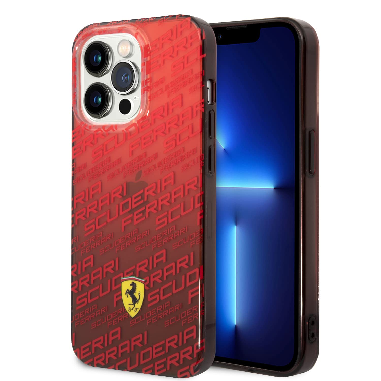 CG MOBILE Ferrari Handyhülle für iPhone 14 Pro Max in Farbverlauf Rot Scuderia Dyed Bumper Collection, kratzfeste und langlebige Hartschale mit zugänglichen Anschlüssen, Stoßdämpfung und Signatur-Logo