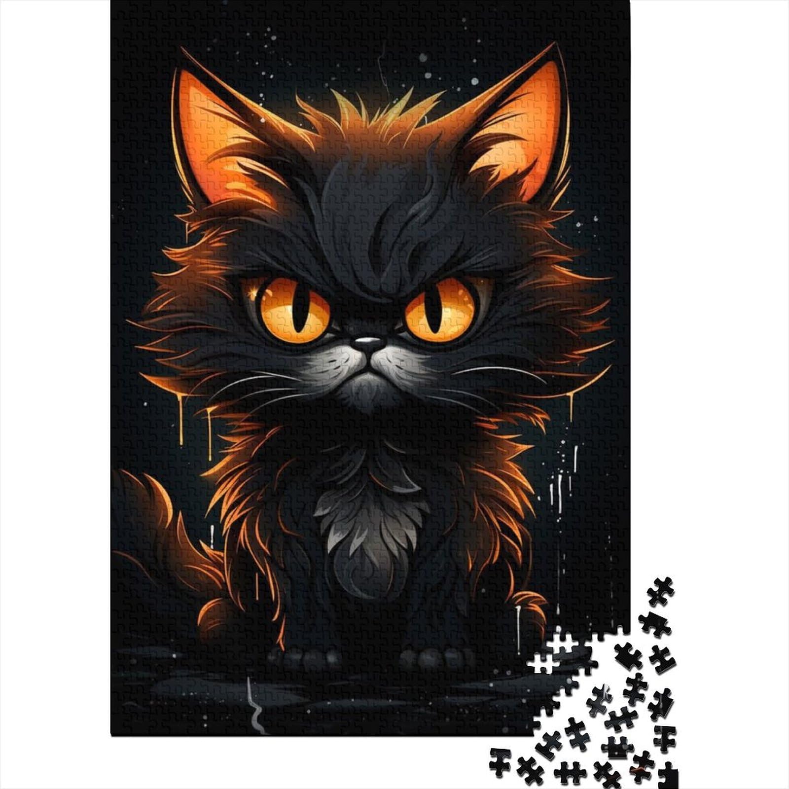 Schwieriges, anspruchsvolles Puzzle, 1000-teiliges Fantasie-Katzen-Holzpuzzle für Erwachsene und Jugendliche, interessantes Puzzle zur Stressreduzierung (Größe: 75 x 50 cm)