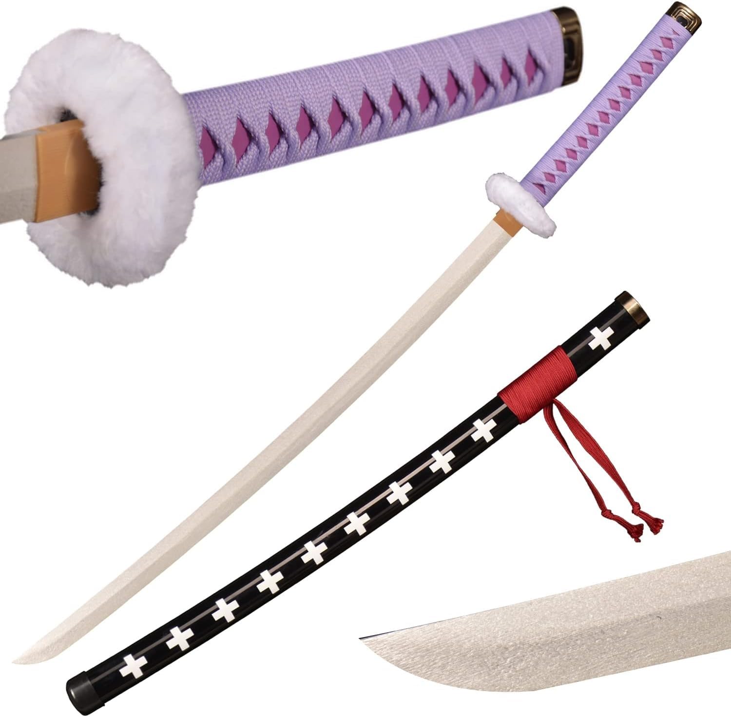 MAUXpIAO Sword Valley Roronoa Zoro Holzschwert 104cm, Holz Katana, Japanisches Anime Cosplay Schwert-Kitetsu/Shisui/Wado Ichimonji/Yama Enma/Death Surgeon Trafalgar Law Schwert schwerter/G/104cm