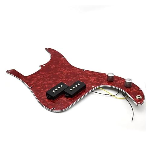 Schlagbrett Tonabnehmer für E Gitarre Bass Wired Loading Pickguard Geeignet für Bassgitarren Geeignet für 4-saitige P-Bässe Black Red Pearls(Red)